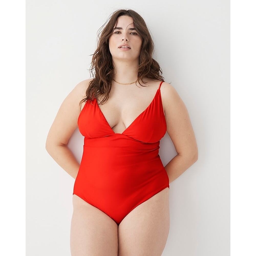 J. Crew Plunge One Piece Swimsuit Red